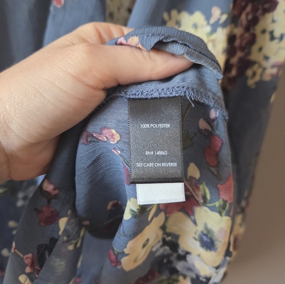 TORRID Crinkle Chiffon Raglan Tie Front Blouse Womens Plus Size 2X Blue Floral - Picture 7 of 11